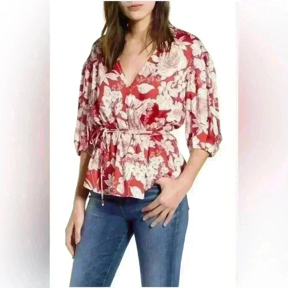 NWT Rebecca Minkoff Printed Mary Top L